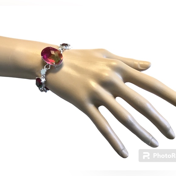 Two Tone Pink Yellow Tourmaline Bracelet Bicolors Gemstone - Picture 7 of 8